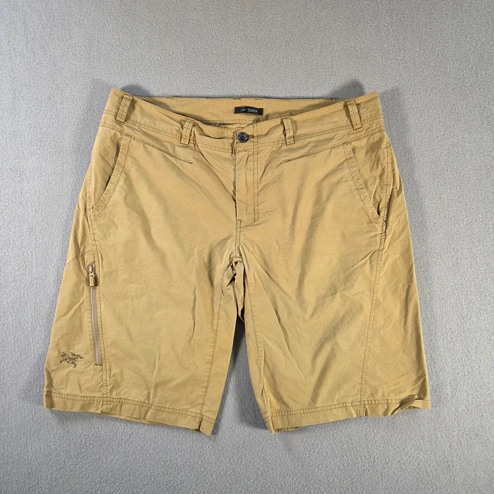 Arcteryx Shorts Mens 38 Khaki Stowe Cargo Pocket Cotton Blend Hiking Bird 12